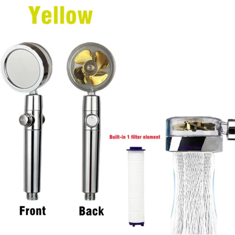Pommeau de douche avec ventilateur Turbo, Rotation à 360 degrés, haute pression, économie d'eau, Spray réglable, filtres, accessoires de salle de bains