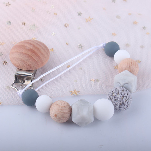 Baby Pacifier Clip Silicone beads Teether Pacifier Holders Teething Toy Attache Clip Baby dummy clip Infant Feeding Baby: 4