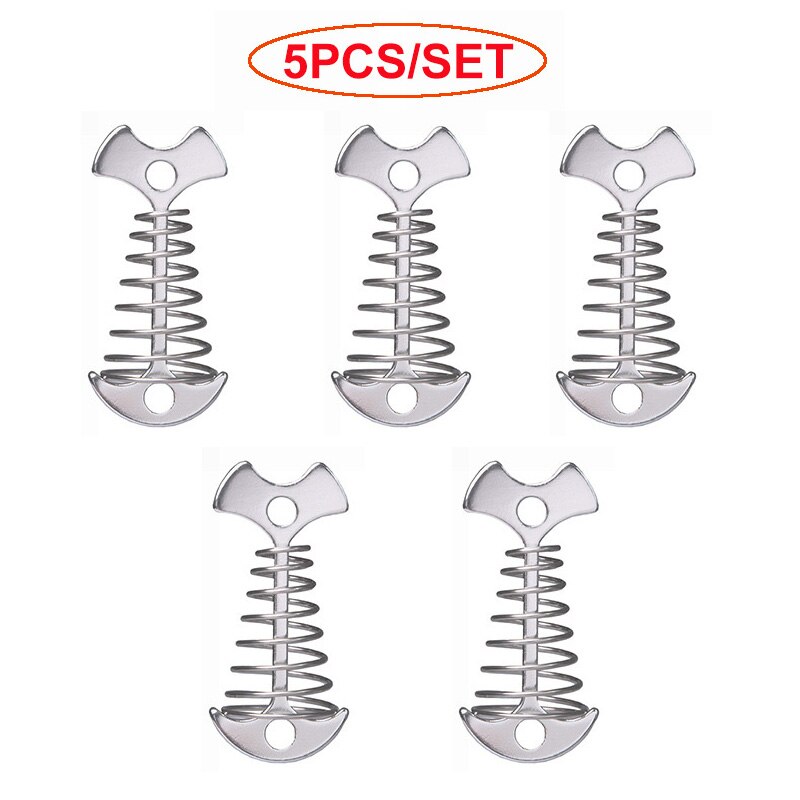 5/10Pcs Tent Pegs Rope Buckle Adjustable Plank Floor Spring Fishbone Anchor Awning Deck Stakes Fixed Nails Camping Tent Hooks: G0008-F