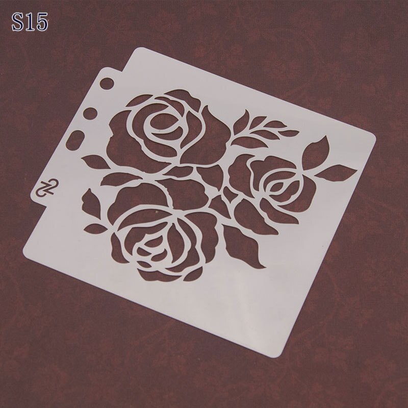 Cat Decorative Ruler Spray Painting Stencil Drawing Tool for Coffee Baking Cake Spraying Scrapnooking DecorationTemplate: Flower Stencil 3