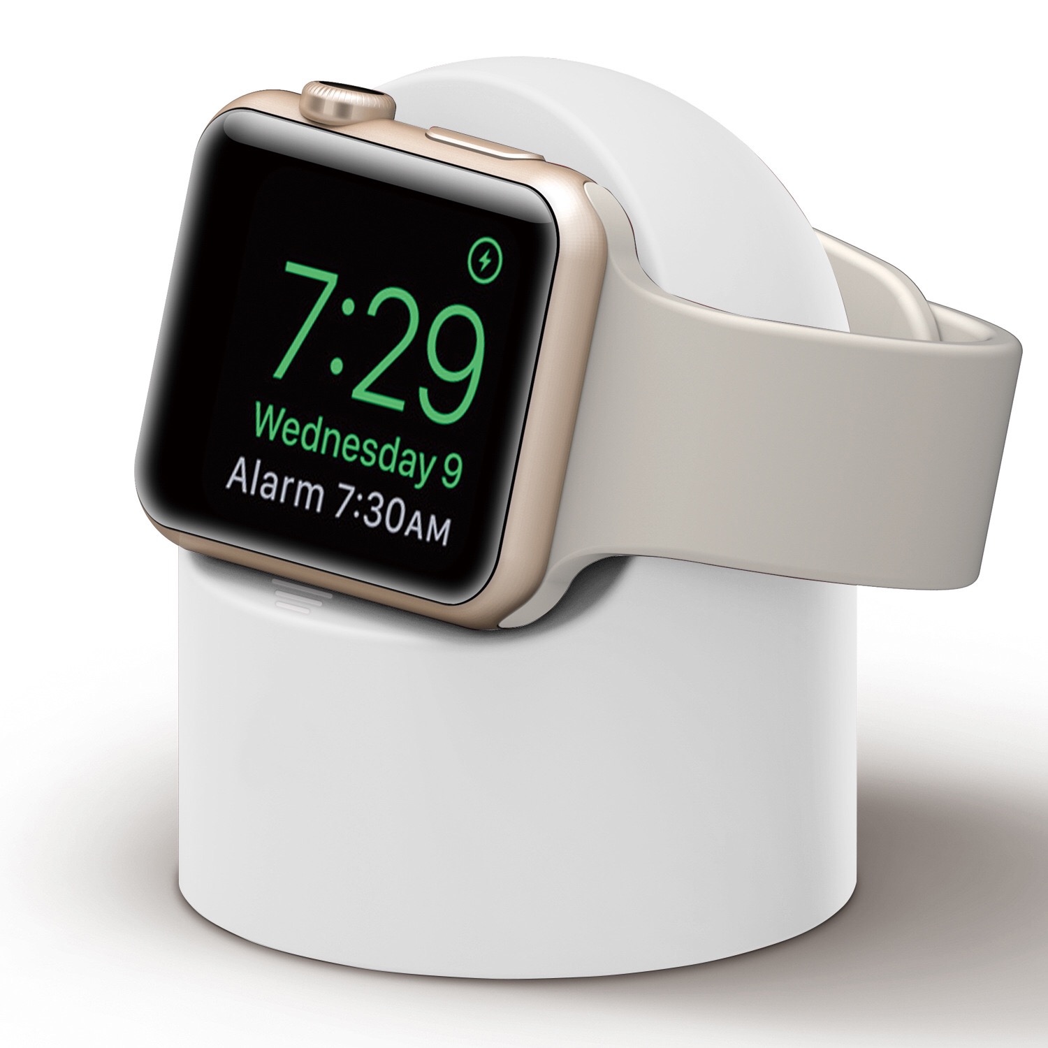 Support de chargeur pour Apple Watch, iWatch Ultra/8/SE2/7/6/SE/4/3 49mm/45mm/44mm/42mm/41mm/40mm/38mm, table de nuit en Silicone Durable: WHITE
