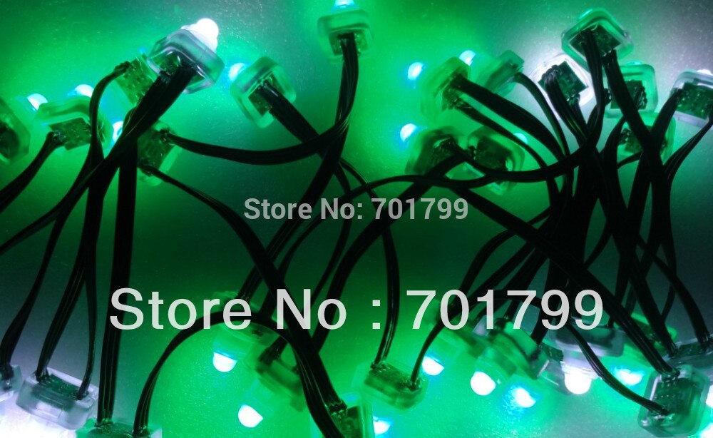 50pcs DC5V WS2811 LED pixel node,IP68 rated;all black wire,square type