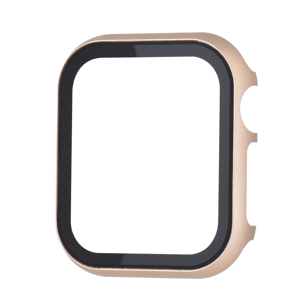 Metal Case + Tempered Film glass for Apple Watch Case 45mm 44mm 41mm 42mm 38mm 40mm Cover IWatch 8 7 6 5 4 3 SE Protective Case: black / 4 - 6.9 Inches