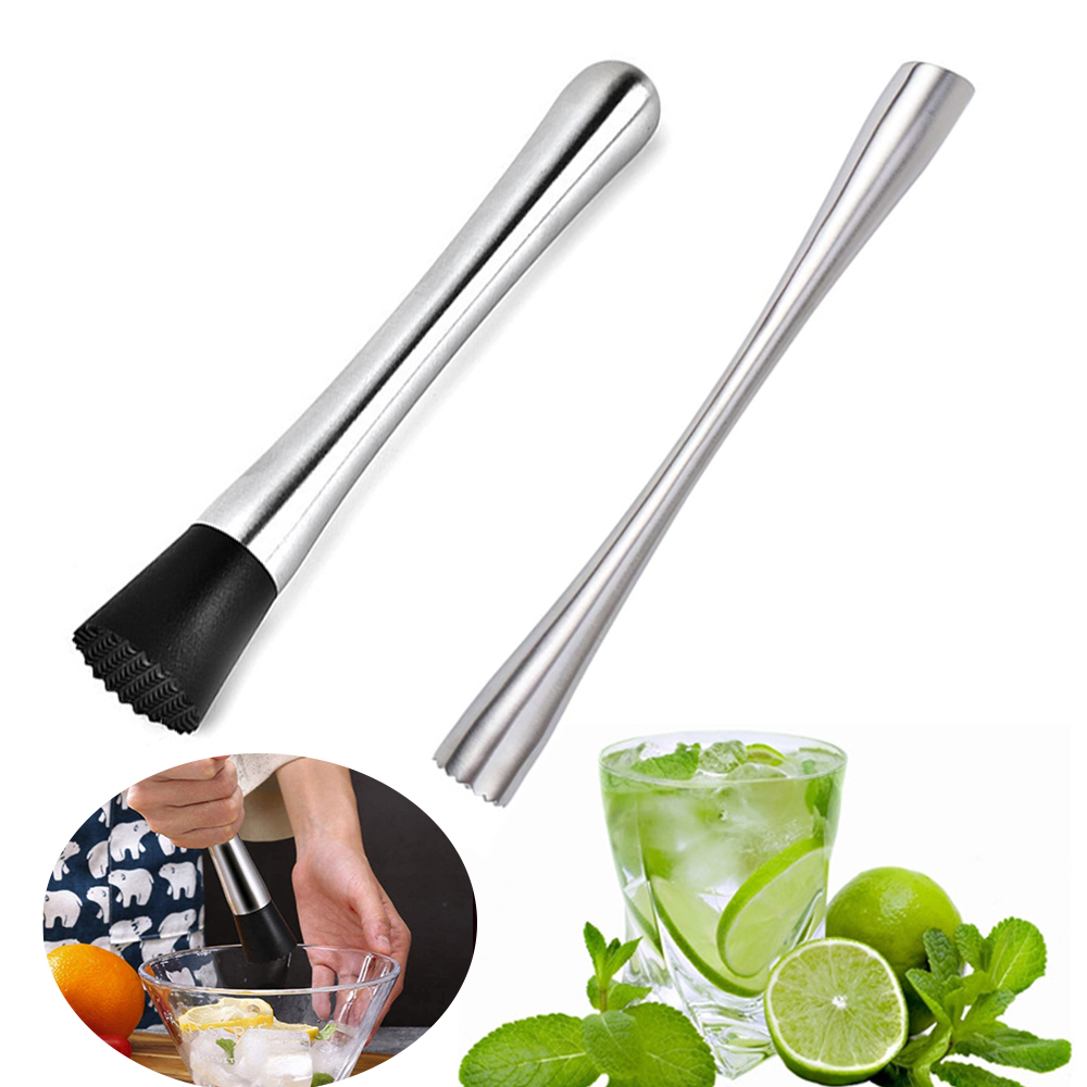 Palitos de hielo triturados para Mojito Cocktail Swizzle Stick acero inoxidable, martillo triturador, herramientas para beber fruta y vino