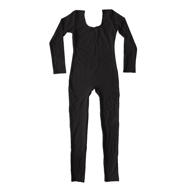 Mono de algodón de manga larga para adultos, leotardos de gimnasia para niñas, traje completo de Yoga, Ropa de baile de Ballet, mono, Unitard Unisex: Black / S