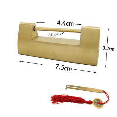 Lucchetto a scatto in ottone cinese liscio scatola di legno porta dell'armadio lucchetto antico lucchetto con chiave gioielli confezione regalo lucchetto in rame bronzo: 5