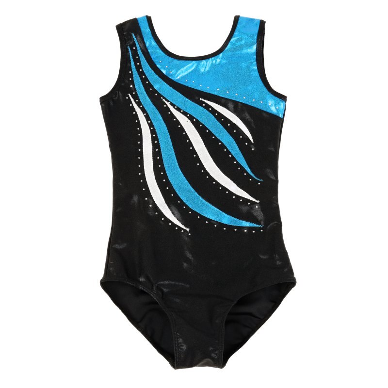 Gymnastics clothes girls high sleeveless radium color matching body suit ballet gymnastics dance dance practice clothes: Blue / 150cm