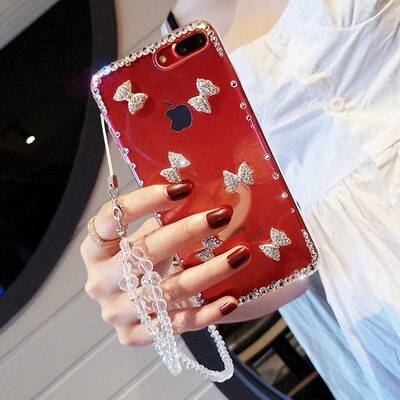 XSMYiss Luxury Bling crystal Diamond Rhinestone Bow Phone Case Cover For iPhone 11 Pro Max XR SE 6S 7 8 PLUS XS Soft Phone Case