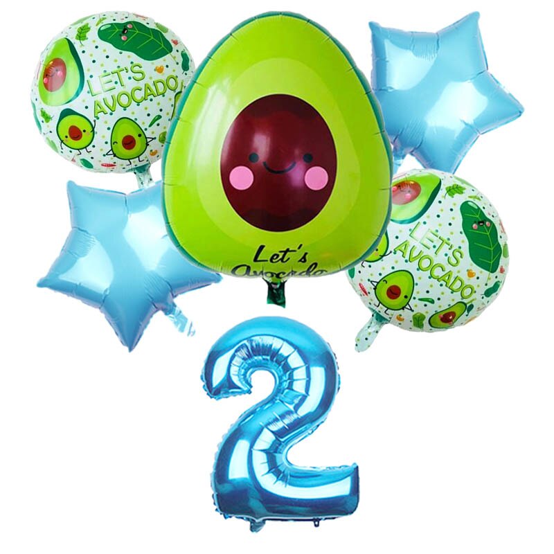 6 Stuks Helium Avocado Fruit Thema Party Ballon Cartoon Aluminium Folie Air Ballonnen Baby Shower Verjaardagsfeestje Decoraties Kids Speelgoed