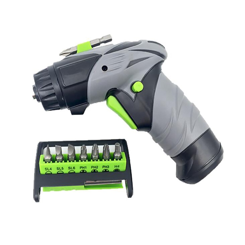 Cordless Electric Screwdriver with 7 Bits, LED Work Light, AA Battery Operated, Portable Screwdriver for Repair Maintenance