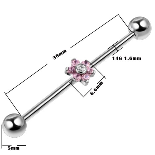 SWANJO 1PC 14G G23 Titanium Industrial Piercings Industrial Barbell Gem Top Removable Earrings Tragus Ear Gauge Body Jewelry: T3007