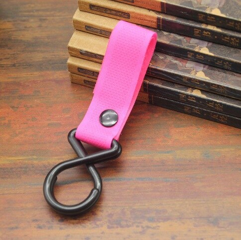2 Pieces Baby Stroller Hook Snap Baby Toy Strap Pram Pushchair Multi Purpose Hanging Clips Wheelchair Car Seat Rotating Hooks: 2PCS Fushia-2097