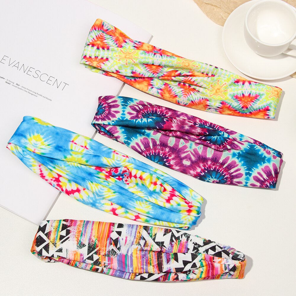 Sportliches elastisches stirnband, yoga-turban, breites haarband, damen-kopftuch, haaraccessoire, schlicht