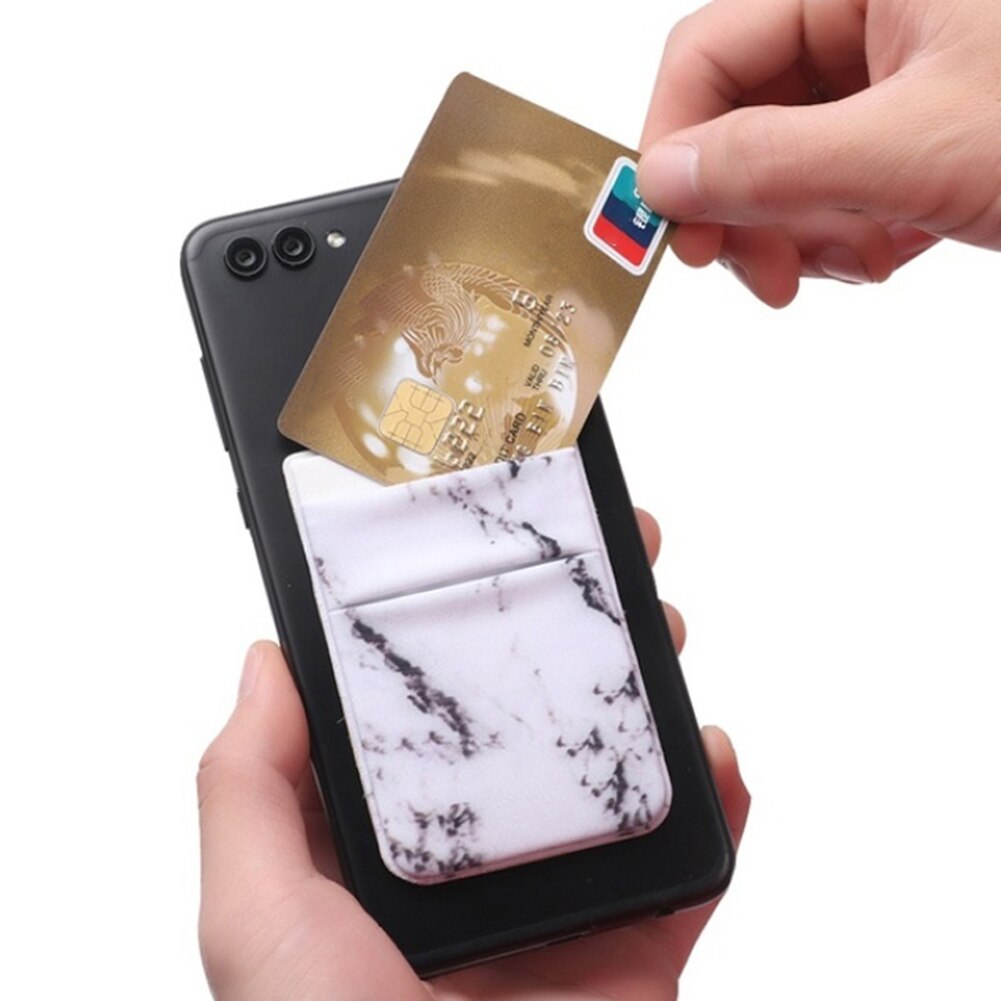 Marmer Zelfklevende Mobiele Telefoon Back Credit Id Kaarthouder Case Pocket Cover