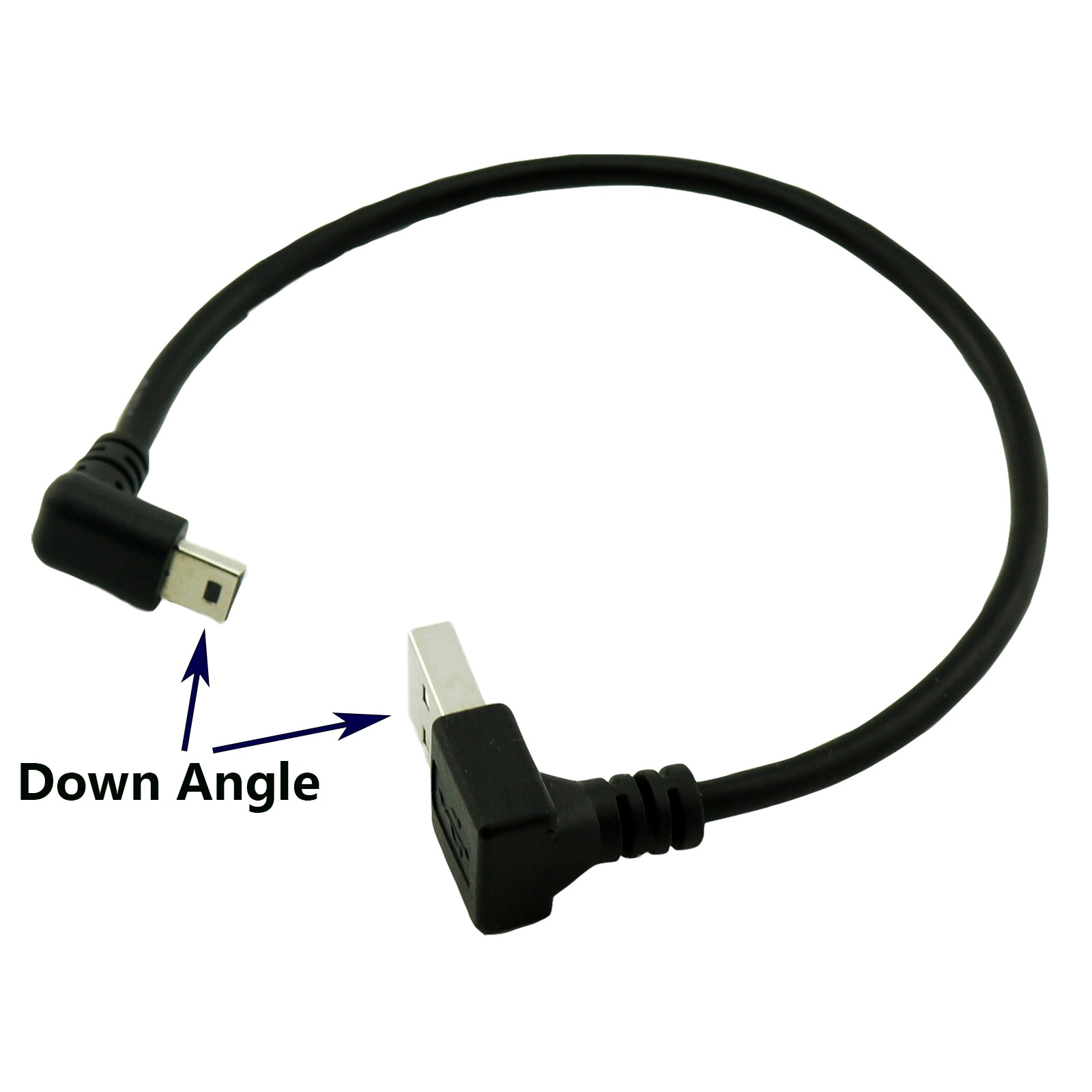 1 stuks USB 2.0 Type A Man Down Hoek naar Mini USB 5 Pin B Male Down Schuine 90 Graden gegevens Charger Adapter Kabel Cord 25cm