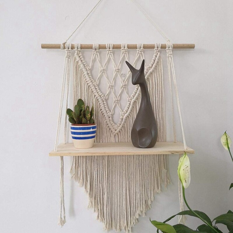 Macrame Wall Hanging Shelf, Boho Style Handmade Macrame Wall Planters Hanging, Plant Stand, Plant Rack, Macrame Plant Stand, Tap