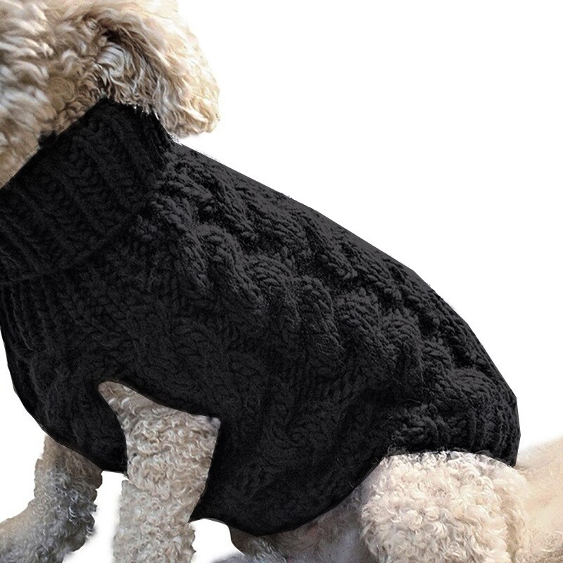 Small Dog Knit Jackets Sweater Pet Cats Puppy Coat Clothes Warm Costume Apparel Pet Sweater H99F: Black / M