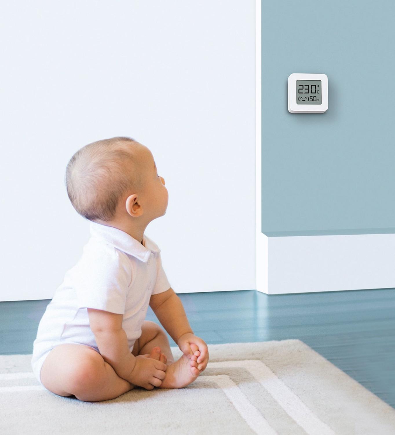 Xiaomi Norma Mijia di Temperatura e di Umidità tenere sotto controllo 2 Intelligente Modalità di Collegamento Del bambino Batteria A Lunga Durata di Alta Precisione del Sensore 1.5 "LCD schermo