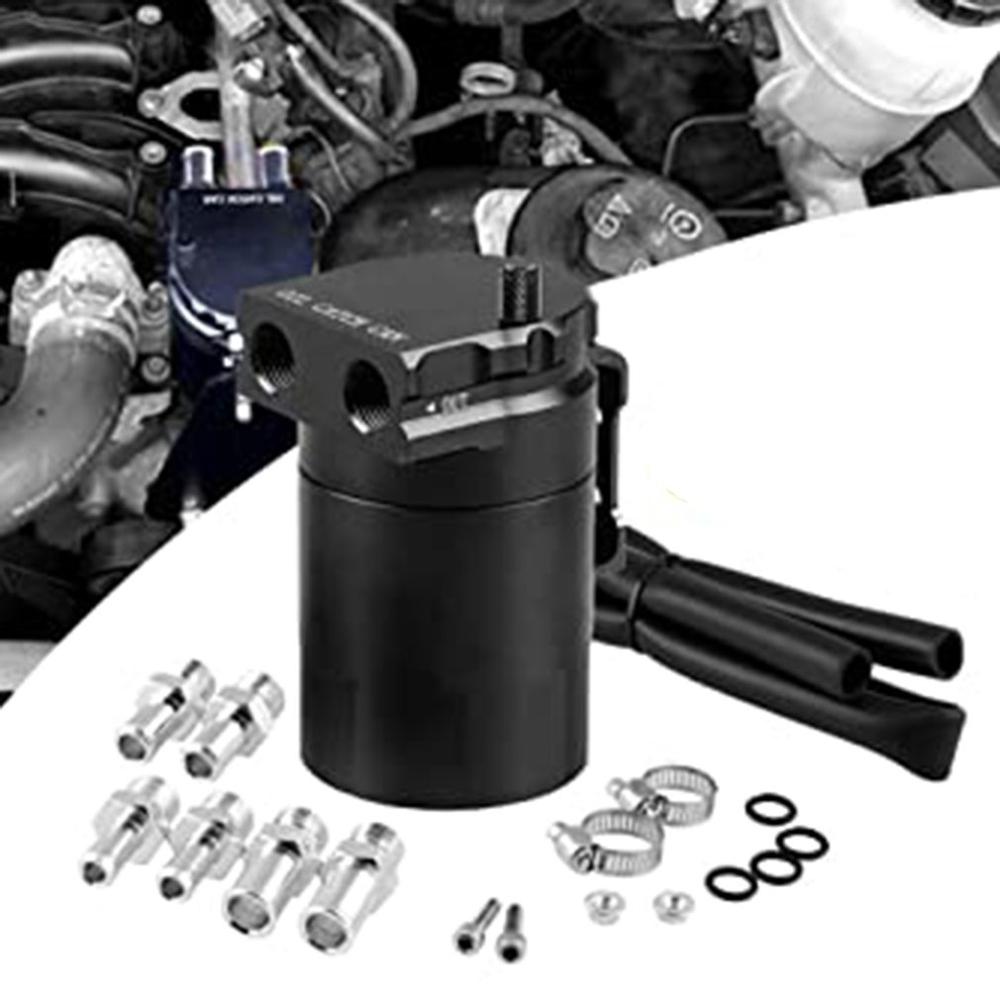 Universal Car Oil Tank Set Oil Storage Tank 300ml With Vented Aluminum Compact Double Cylinder Polished Baffle