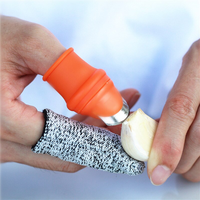 Protège doigts en silicone couperet, gants de jardin pour couteau de récolte de légumes, ciseaux anneaux de coupe, ou lame de plante: Large 5A