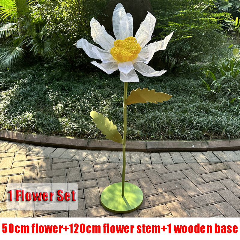 1/3 stk. kæmpe marguerit kunstige blomster bryllupsdekoration rekvisitter marguerit store blomster sceneopsætning vinduesudstilling boligdekoration: Brun