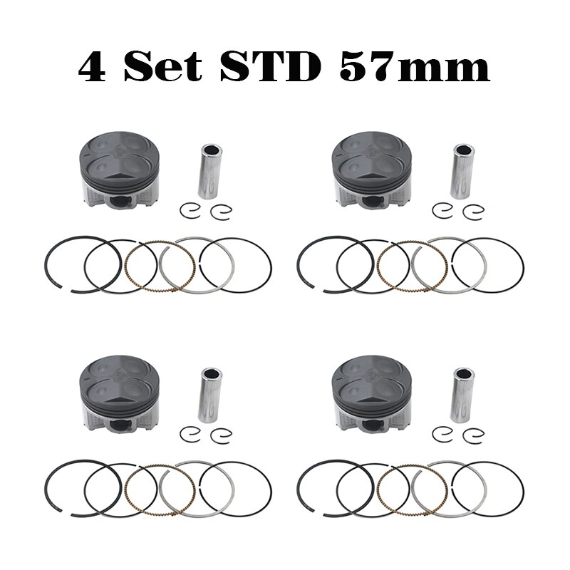 4 Uds de pistón de la motocicleta y anillos Kit para YAMAHA FZR400RR 3TJ FZR 400 RR SP 3TJ FZ400 4YR STD 56mm 56,25mm 56,50mm 56,75mm 57mm