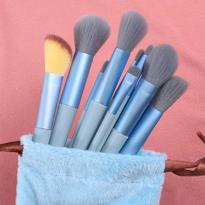 Juego de brochas de maquillaje, 13 Uds., brocha correctora, colorete en polvo, sombra de ojos, resaltador, base, herramientas cosméticas de belleza: Morado