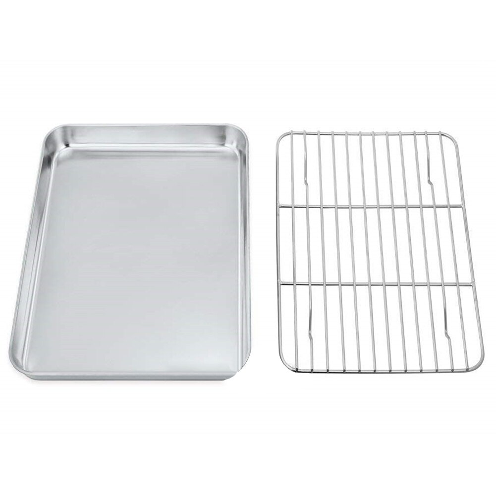 Roestvrij Staal Rechthoekige Oven Grill Cookie Biscuit Bakken Pan Lade Plaat Olie Raster Mesh Rack Keuken Bakken Tool Gadget