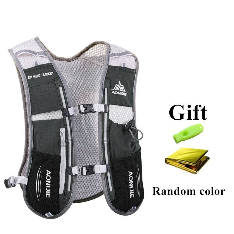 AONIJIE-mochila de hidratación de 5L, chaleco, arnés con vejiga de agua de 1.5L, Frasco blando de 500ml, senderismo, Camping, correr y Maratón: E913S Black