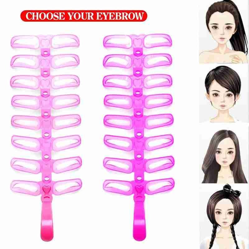 8 in1 Eyebrow Shaping Template Helper Eyebrow Stencils Kit Grooming Card Eyebrow Defining Makeup Tools