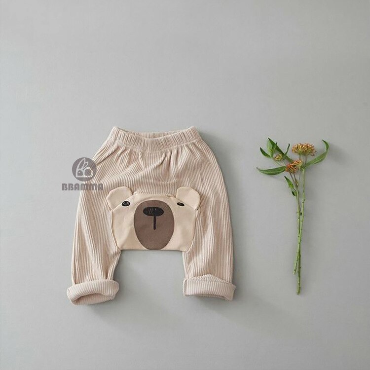 2021 primavera autunno nuovi pantaloni dell&#39;orso del fumetto del bambino pantaloni del fumetto del cotone per i ragazzi pantaloni allentati di Harem pantaloni della neonata infantile: Y5105pants1 / 6M 66cm