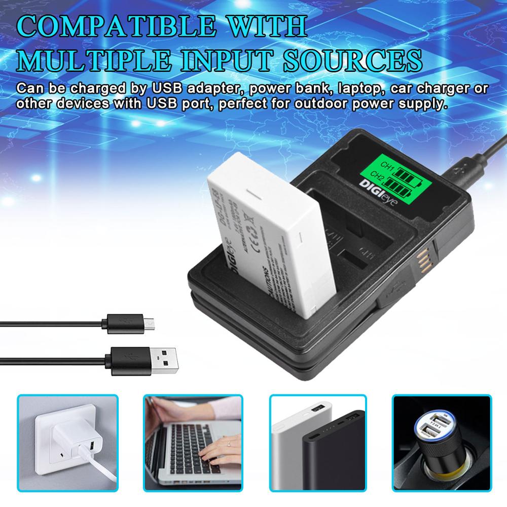 2X LP-E8 LPE8 Battery + LCD Dual Charger With Type C Port for Canon Rebel T3i T2i T4i T5i EOS 600D 550D 650D 700D Kiss X5 X4 X6