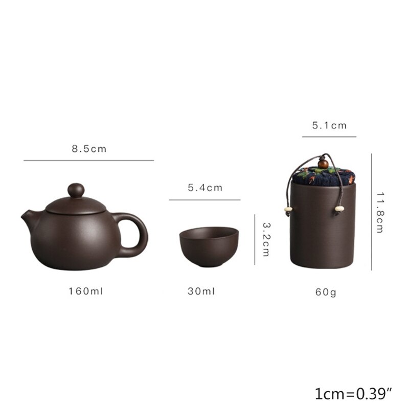 Natuurlijke Keramiek Kung Fu Thee Set 1 Theepot Met 4 Thee Kopjes En Mat Thee Emmer Met Draagbare Beschermende tas Voor Indoor