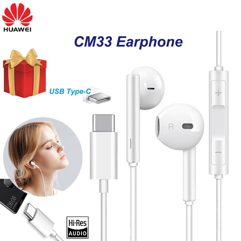 Original HUAWEI CM33 Kopfhörer USB Typ-C in Ohr Hearphone Headset Mic Volumen HUAWEI nova 6 Kamerad 20x10 20 Profi 20 lite
