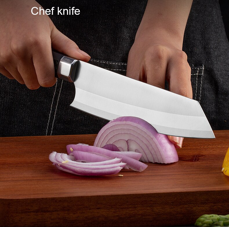 Stainless Steel Bone Chopping Knife Ergonomic Handle Kitchen Knife Sharp Slicing Chef Knife Ribs Poultry Meat Cleaver