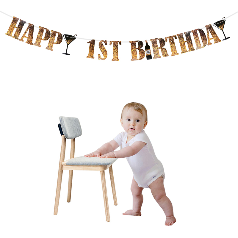 Guirnalda de papel para de cumpleaños de adultos, pancarta de color dorado y negro, de cumpleaños colgante para decoración, 18, 21, 30, 40 y 50 años