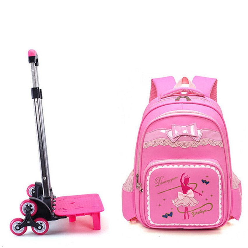 Cartoon 2 Wheels Girls Trolley School Bags Backpack Detachable Children Rolling Book Bag Waterproof Travel Bags Mochila