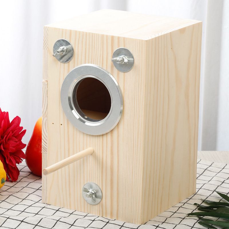 Bird Parrot Breeding Wooden Square Box Household Bird Supplies Simple Bird Cage Hatching Wooden Box With Window