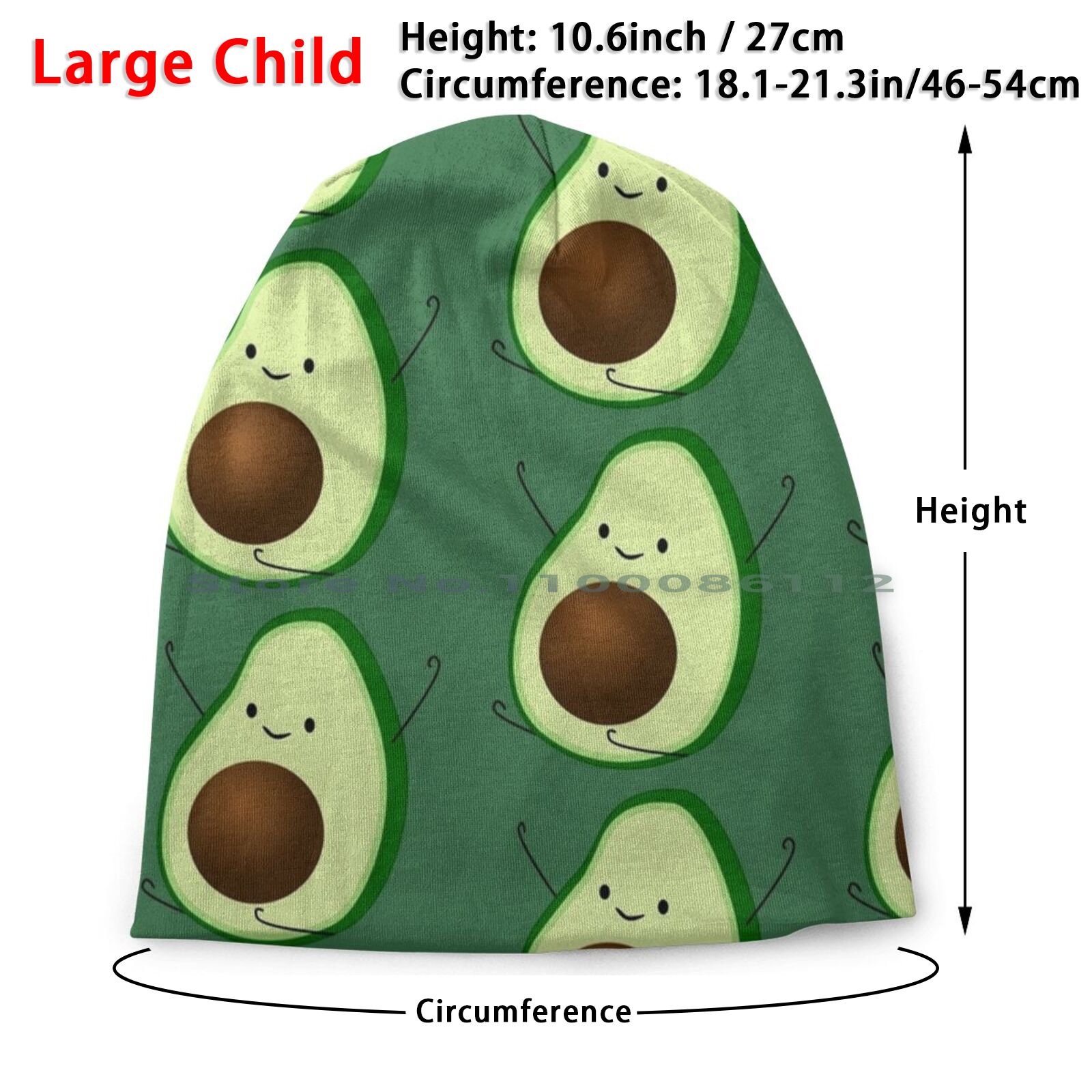Sombrero de pescador plegable con forma de aguacate para exteriores, gorra de pescador con de aguacate, vegana, feliz y saludable, color verde, Avi: Large Child Knit Hat