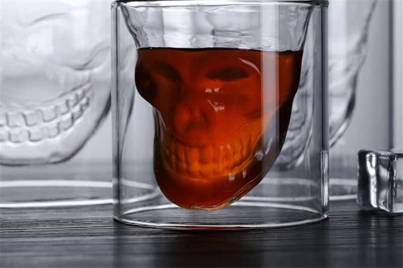 6 stk 25ml skudd glass cocktail øl hodeskalle glass whisky hodeskalle hode vodka skudd glass drikkevare til hjemmekontor barware