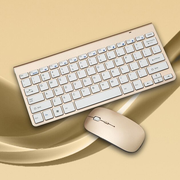 Clavier et souris sans fil Ultra-mince 2.4Ghz avec récepteur USB ensemble de clavier de souris pour Apple PC (argent)