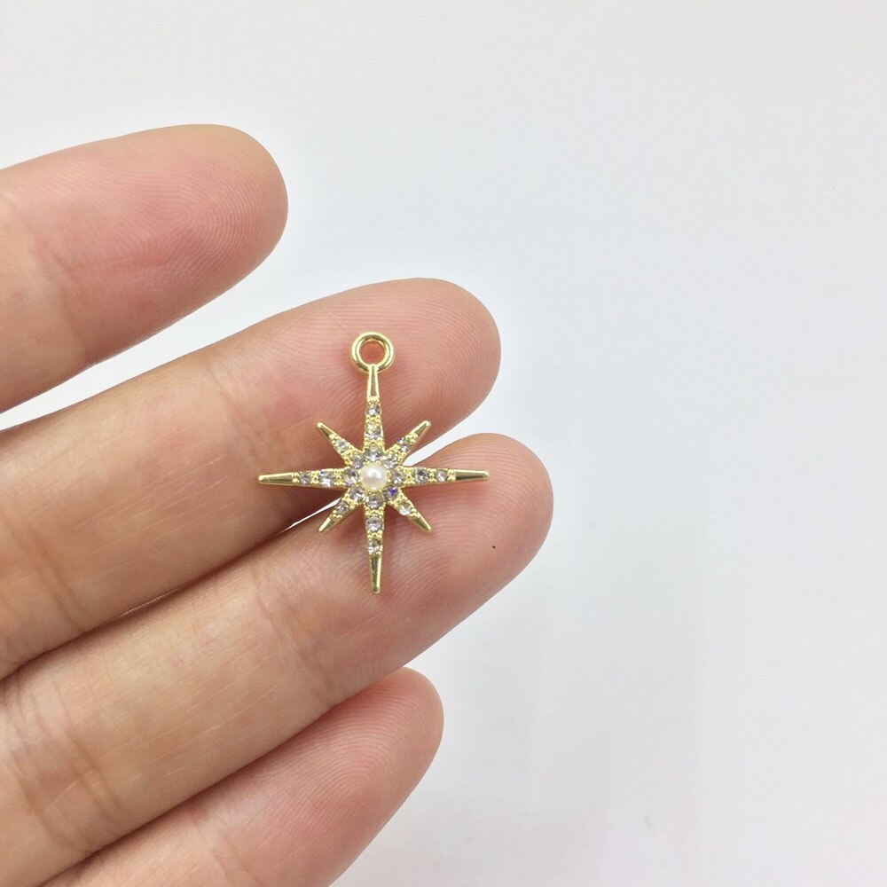 Eruifa 6 uds/18mm 3 uds Luna y 3 uds estrella chapado en oro de aleación de Zinc de encantos colgante de joyería de pendientes de pulsera de collar de 2 colores