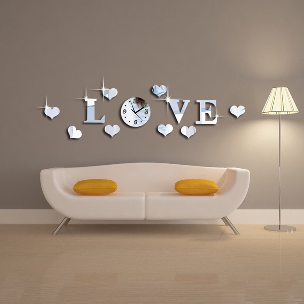 DIY 3D Mirror Wall Stickers Wall Clock Watch Art Mural Home Decor Living Room TV Background Stickers Wall Clocks Quartz Needle