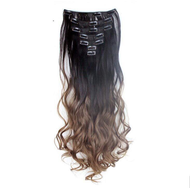 Feibin-extensiones de cabello con Clip para novia, pelo sintético ondulado resistente al calor de 22 pulgadas y 55 cm: T1/27
