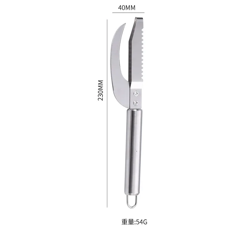 Stainless Steel Fish Scraping Knife, Fish Scale Planing, Removing Scales, Breaking Belly, Two in One Fish Belly Knife, Household