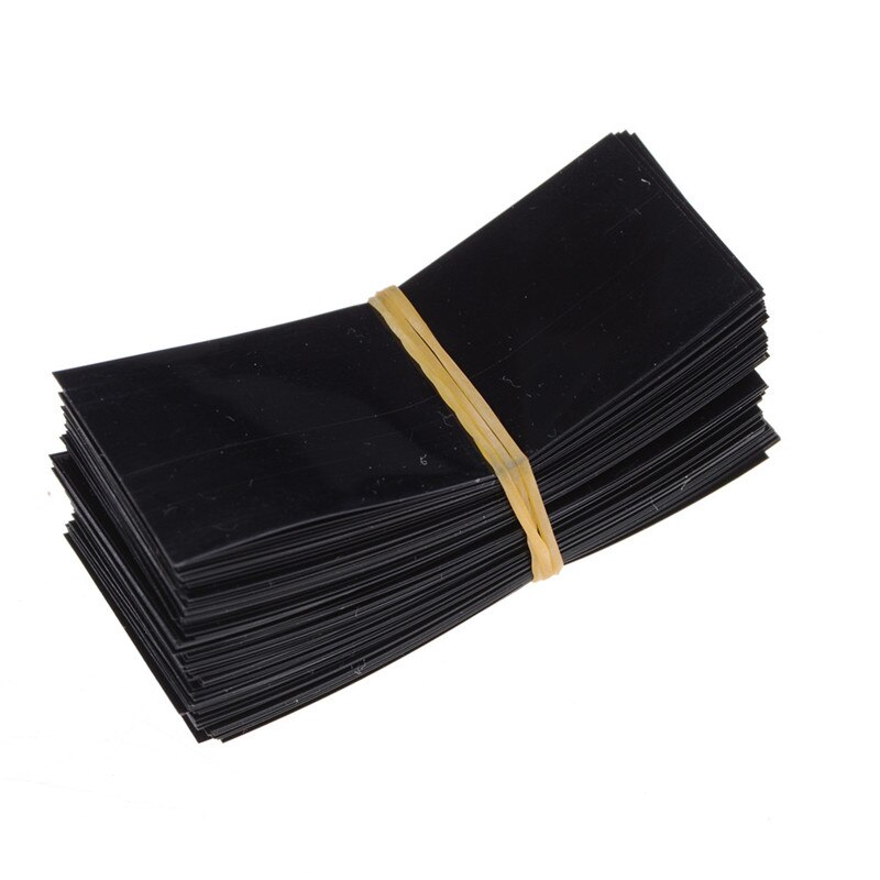 100PCS Li-ion PVC Heat Shrink Tubing 18650 Battery Wrap Precut Size 72*18.5mm Battery Film Tape Battery Cover: Black