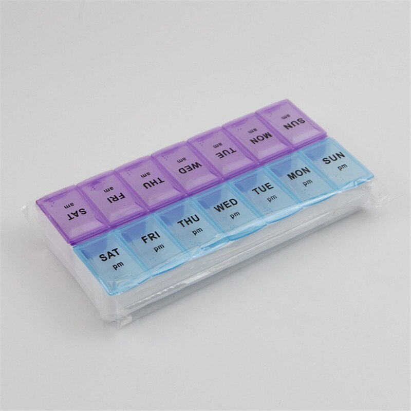 14 gitre 7 dage ugentligt pilleetui medicin tablet dispenser organisator pilleæske splittere smykkeopbevaringsboks med clipslåg