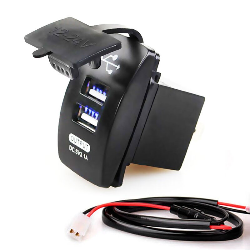 12-24V Dual Usb Car Charger 5V 3.1A Universele Auto Lader Voor Auto Motor Elektrische Auto Atv boot