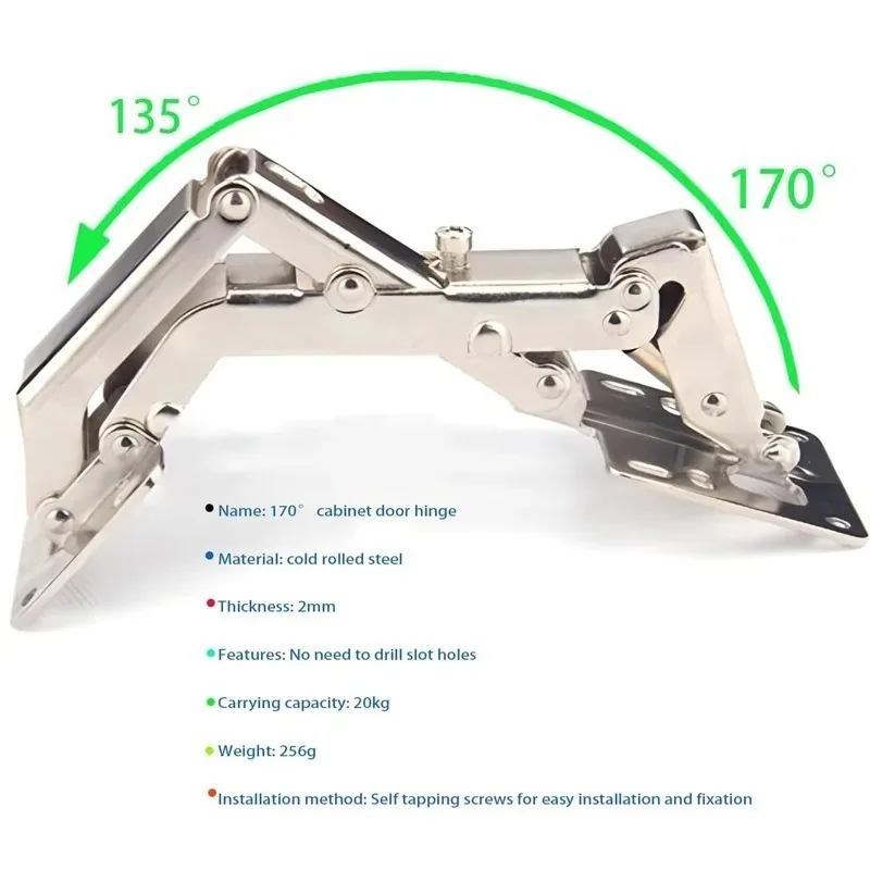Skaphengsler 130-170 graders justerbar metallhengsel garderobe skapdør skjult hydraulisk myklukkende hengsel maskinvareverktøy