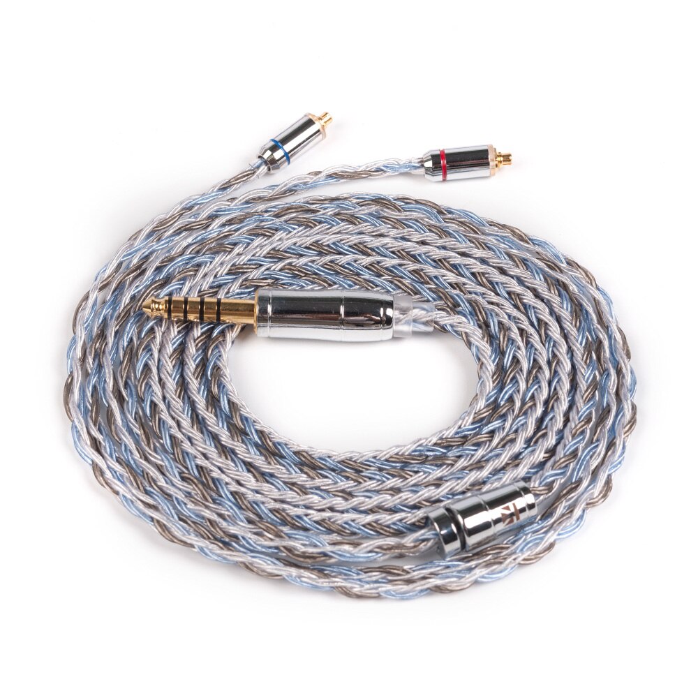 AK KBEAR-Thorough 16 Core Upgraded Silver Plated Copper Cable 2.5/3.5/4.4MM With MMCX/2pin/QDC TFZ Connector For KZ ZS10 ZSN Pro: MMCX 4.4